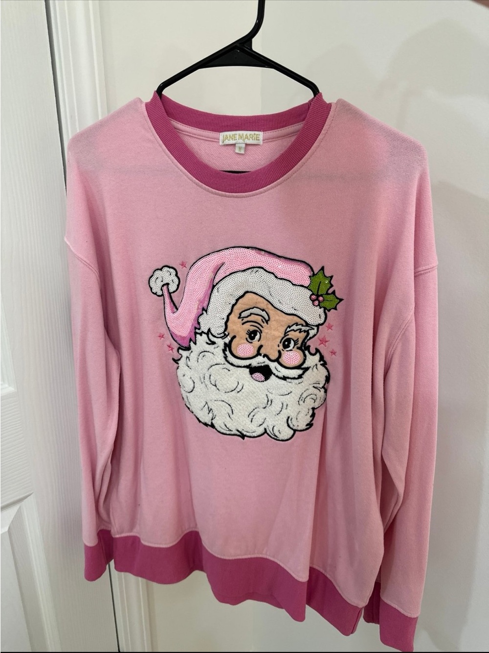 Jane Marie Pink Santa Graphic Long Sleeve Tee